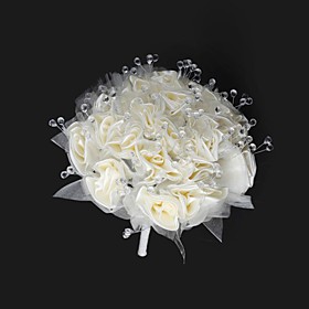 Elegant Organza/ Satin With Crystal Round Wedding Bouquet/ Bridal Bouquet