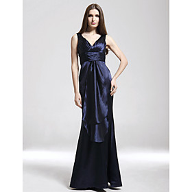 Serena Empire V-neck Floor-length Satin Gossip Girl Fashion Dresses / Evening Dresses (FSD0281)