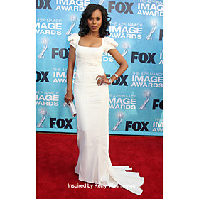 Chiffon Sheath/ Column Bateau Sweep Train Evening Dress inspired by Kerry Washington