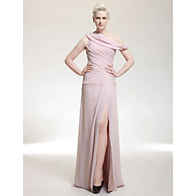 Sheath/ Column One Shoulder Floor-length Chiffon Evening Dress