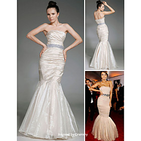 Trumpet/ Mermaid Strapless Floor-length Sleeveless Organza/ Satin Beading Grammy Dress (FSH0615)