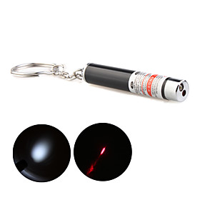 2 in 1 LED   Red Laser Pointer Flashlight with Keychain  Black