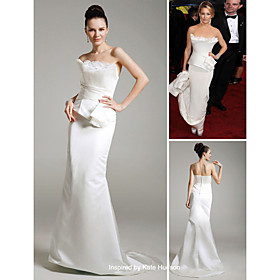 Kate Hudson Sheath/ Column Strapless Court Trains Sleeveless Satin Golden Globe/ Evening Dress (FSM0567)