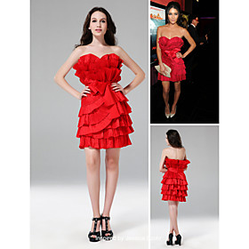 Jessica Szohr Sheath/ Column Sweetheart Short/ Mini Taffeta Cocktail Dress (FSM04380)