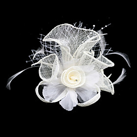 Gorgeous Flax/ Tulle With Feather/ Rhinestone Wedding Bridal Headpiece (0986-463723)