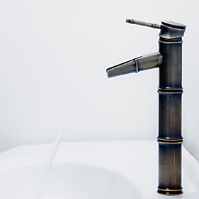 Antique Bronze Waterfall Bathroom Sink Faucet (Bamboo Shape Design)