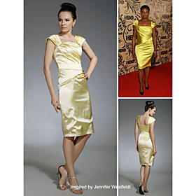 Jennifer Westfeldt Sheath/ Column Square Short/ Mini Capped Elastic Woven Satin Emmy Dress/ Cocktail Dress (FSD0360)