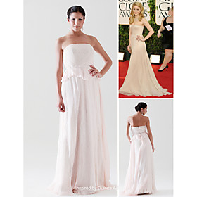 Dianna Agron A-line Strapless Floor-length Chiffon Evening/ Golden Globe Dress(WSM04517)