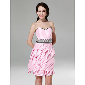 Sheath/ Column Sweetheart Short/ Mini Taffeta Cocktail Dress