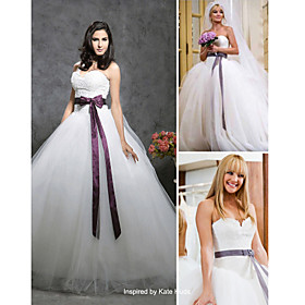 Kate Huds on Bride Wars Ball Gown Sweetheart Chapel Train Satin Tulle Celebrity Wedding Dress (WSM0362)