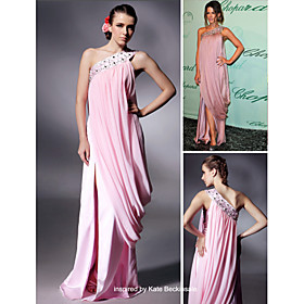 Kate Beckinsale Sheath/ Column One Shoulder Floor-length Sleeveless Chiffon/ Elastic Silk-like Satin Cannes Film Festival/ Evening Dress (FSF0815)
