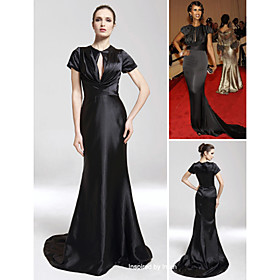Iman Trumpet/ Mermaid Scoop Court Trains Short Elastic silk-like satin Met Ball/ Evening Dress (FSF0743)