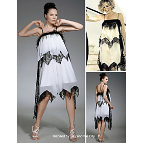Sarah Jessica Parker Sheath/ Column Spaghetti Straps Knee-length Sleeveless Elastic silk-like satin Sex and the City/ Cocktail Dress (FGY0687)