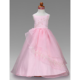 Ball Gown Bateau Floor-length Satin Flower Girl Dress