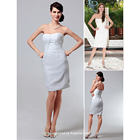 Angelina Jolie Sheath / Column Sweetheart Knee-length Elastic satin Cocktail Dress (FSM04273)