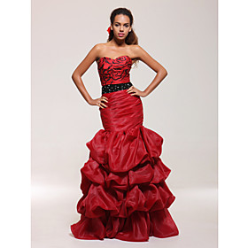 Trumpet/ Mermaid Sweetheart Floor-length Satin Organza Prom/ Evening Dress