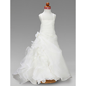 A-line Square Floor-length Satin Flower Girl Dress