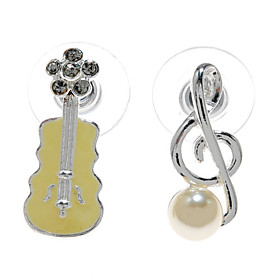 Lovely Shell Pearl/ Rhinestone Guitar And Musical Note Shape Earrings Lovely Shell Pearl/ Rhinestone Guitar And Musical Note Shape Earrings