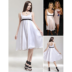 Satin A-line V-neck Knee-length Cocktail Dress inspired by Sarah Jessica Parker in Sex and the City (FSM0684)