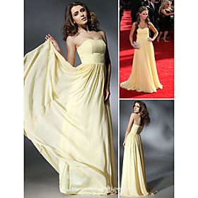 Jennifer Love Hewitt A-line Sweetheart Sweep/ Brush Train Chiffon Matte Satin Emmy Dress/ Evening Dress (FSD0342)