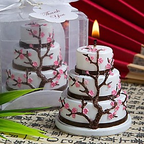 Cherry Blossom Design Cake Candle Favors(set of 4)