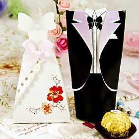 Classic Bride and Groom Favor Box (set of 12 pairs)