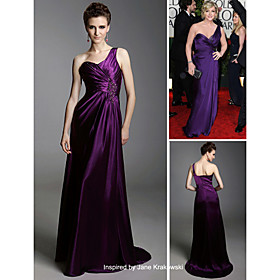 Jane Krakowski Sheath/ Column One Shoulder Sweep/ Brush Train Sleeveless Elastic satin Golden Globe/ Evening Dress (FSH0556)