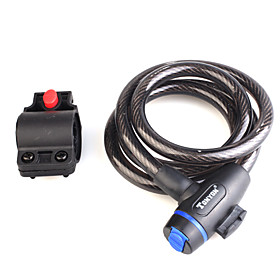 Bicycle Combo Steel Coil Cable Lock with 2 Flat Keys and Tube Bracket