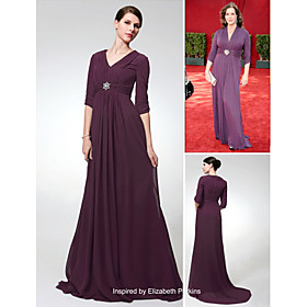 Elizabeth Perkins Sheath/ Column V-neck Sweep/ Brush Train Chiffon Emmy/ Evening Dress (FSD0374)