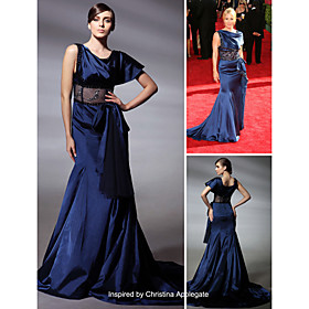 Christina Applegate Trumpet/ Mermaid Bateau Court Train Tulle Emmy Dress/ Evening Dress (FSD0380)
