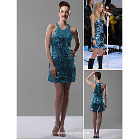 Sheath / Column Scoop Short / Mini Lace Taylor Swift Dresses / Cocktail Dresses (FSD0315)