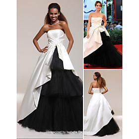 Satin Tulle A-line Strapless Floor-length Evening/ Prom Dress inspired by Isabella Ragonese