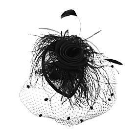 Gorgeous Flax With Feather/Tulle Wedding/Partying/Honeymoon Hat (1192-010)
