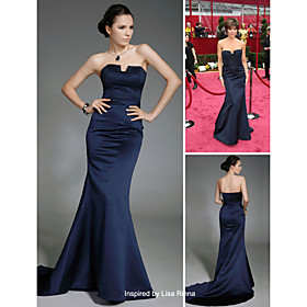 Lisa Rinna Sheath/ Column Sweetheart Sweep/ Brush Train Sleeveless Satin Classic Oscar Dress (FSF0714)