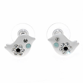 Elegant Rhinestone Bird Shape With Platinum Plated Earrings