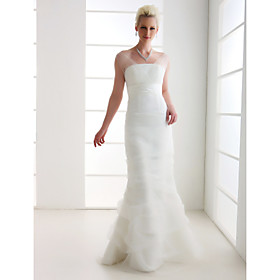Trumpet/ Mermaid Off-the-shoulder Floor-length Tulle Wedding Dress