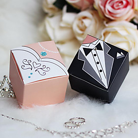 Bride and Groom Favor Box with Rhinestone (set of 12)