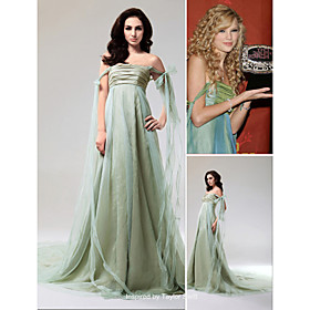 A-line Strapless Chapel Train Tulle Taffeta Taylor Swift Dresses / Evening Dresses (FSD0338)