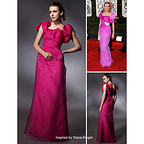 Diane Kruger Sheath/ Column Square Floor-length Short Organza Golden Globe/ Evening Dress (FSH0543)