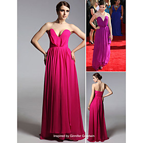 Ginnifer Goodwin Sheath/ Column Sweetheart Floor-length Chiffon Matte Satin Emmy Dress/ Evening Dress (FSD0352)