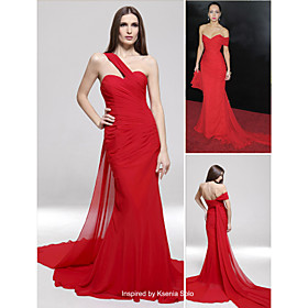 Ksenia Solo Trumpet/ Mermaid Sweetheart Court Train Satin Chiffon Evening Dress (FSA11342)