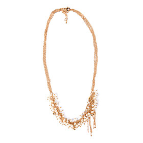 Occasions: Party Style: Vintage Fabric: Alloy, Pearl Color: Gold Price: Below US 20 Size: F ACCESSORIES: Necklace JEWELRY SILHOUETTE: Beaded Gold Pearl Necklace