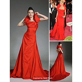 Heidi Klum 2 Trumpet/ Mermaid Square Chapel Train Sleeveless Taffeta Classic Oscar Dress (FSF0701)