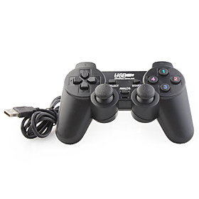 USB 2.0 Wired Double-Shock 2 Gaming Controller for PC (Black)