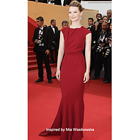 Elastic Satin Trumpet/ Mermaid Jewel Floor-length Evening Dress inspired by Mia Wasikowska at Cannes Film Festival