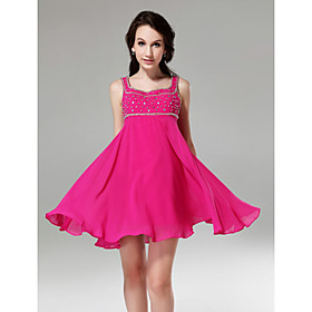 A-line Square Short/ Mini Chiffon Cocktail Dress