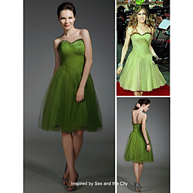 Sarah Jessica Parker A-line Sweetheart Knee-length Sleeveless Tulle Sex and the City/ Cocktail Dress (FGY0686)