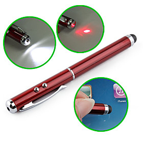 3-in-1 Touchscreen Stylus   Red Laser Pointer   LED Flashlight for iPad, iPhone, P1000 and Playbook (Red)