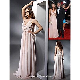 Elisabetta Canalis Sheath/ Column Halter Floor-length Sleeveless Chiffon/ Elastic satin Golden Globe/ Evening Dress (FSH0546)