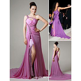 Afef Jnifen Trumpet / Mermaid Straps Sweep / Brush Train Chiffon Venice Film Festival Dresses / Evening Dresses (FSD0294)